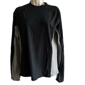 Sisley Women’s Black/Grey ActiveTop~ size L~zipped neckline~hidden zipper pocket